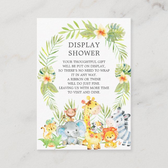 Carte D'accompagnement Jungle Animaux Baby shower Cadeau Afficher douche (Devant)