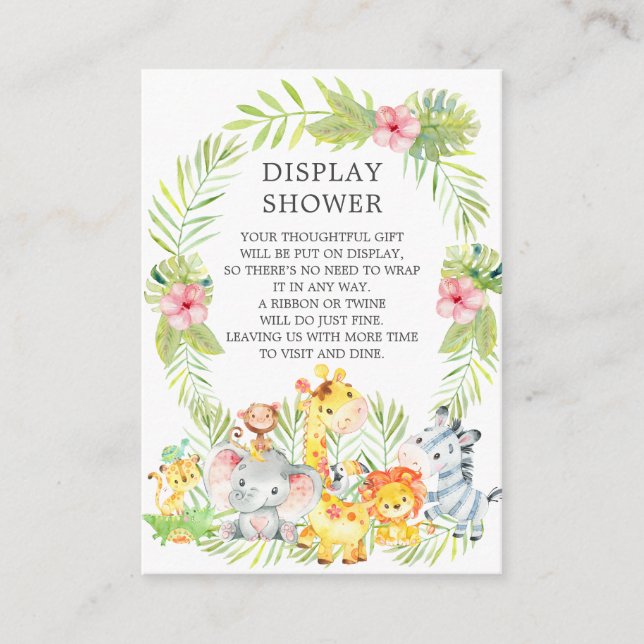 Carte D'accompagnement Jungle Animaux Baby shower Cadeau Afficher douche (Devant)