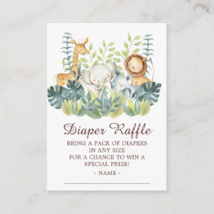 Carte D'accompagnement Jungle Animaux Baby shower Déchets Raffle