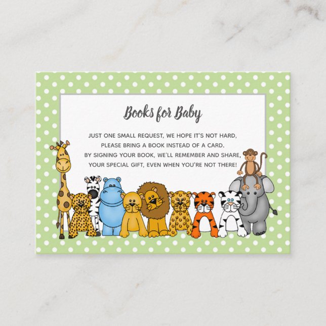 Carte D'accompagnement Jungle Animaux Livres pour Bébé demande Enfermetur (Devant)