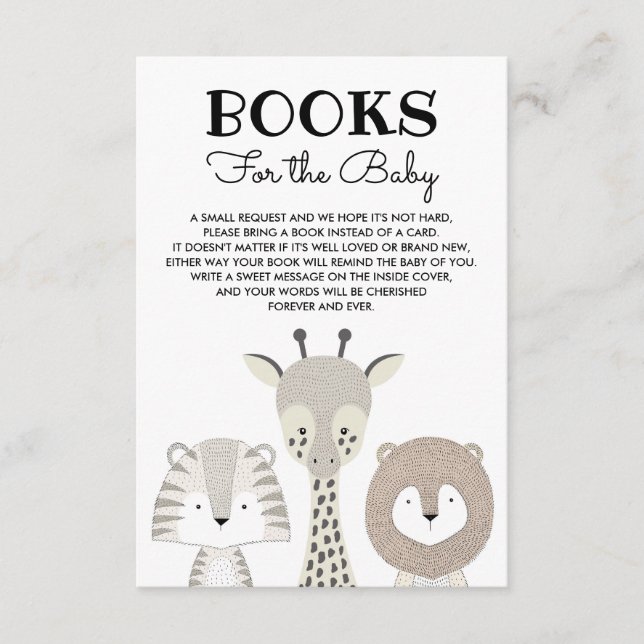 Carte D'accompagnement Jungle Animaux Livres pour bébé Safari moderne (Devant)