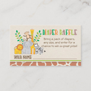 Carte D'accompagnement Jungle Animaux Safari Baby shower Déchets Raffle