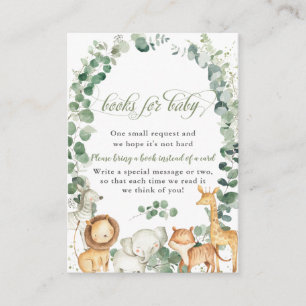 Carte D'accompagnement Jungle Animaux verdure Apportez un livre pour bébé