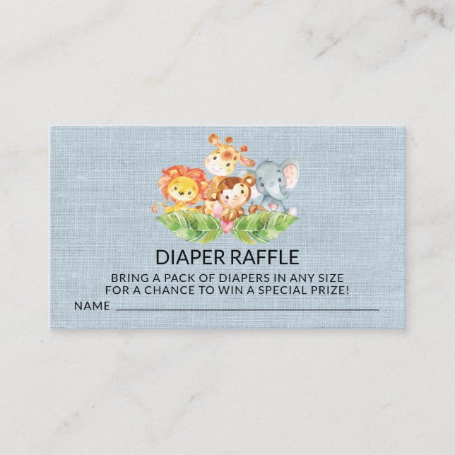 Carte D'accompagnement Jungle Baby Animals Douche Moissonneuse Raffle Tic (Devant)