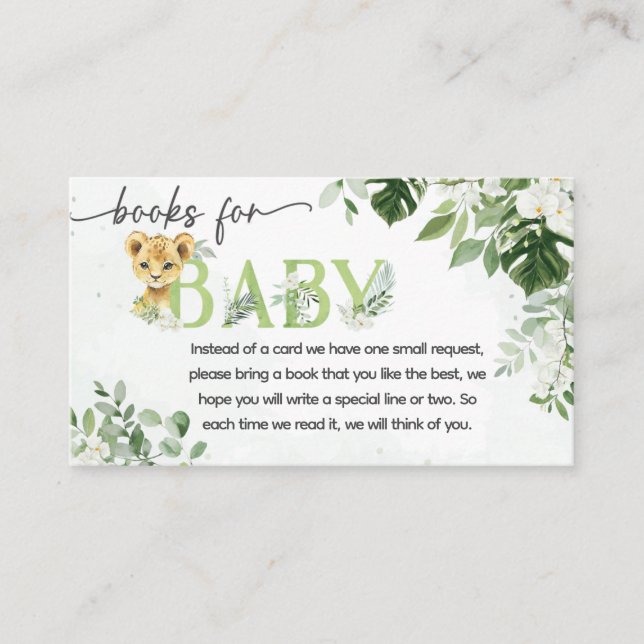 Carte D'accompagnement Jungle Baby shower Livres pour bébé (Devant)