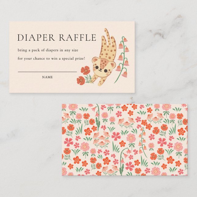 Carte D'accompagnement Jungle Cheetah Safari Wild Animal Diaper Raffle (Devant / Derrière)