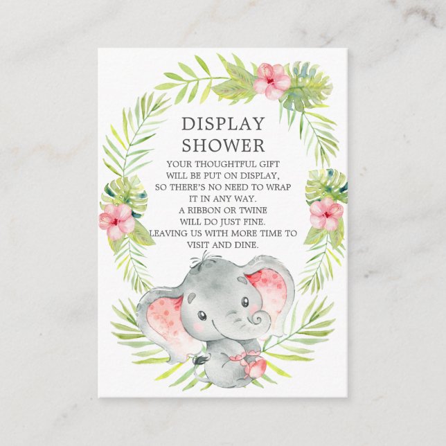 Carte D'accompagnement Jungle Elephant Baby shower Cadeau Douche (Devant)
