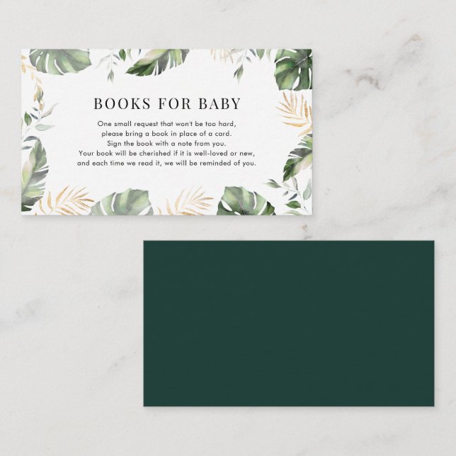 Carte D'accompagnement Jungle Girl Baby shower Livres pour bébé (Devant / Derrière)
