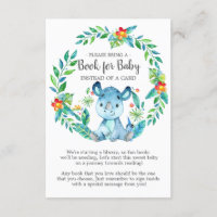Jungle Rhino Baby shower Book for Baby Card