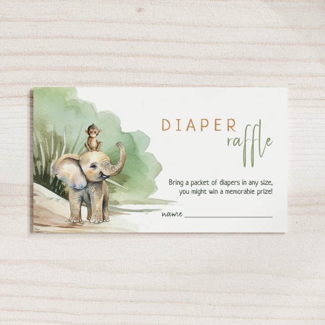 Carte D'accompagnement Jungle Safari Animaux Baby shower Déchets Raffle (Créateur téléchargé)