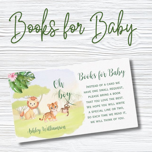 Carte D'accompagnement Jungle Safari Animaux Oh Baby shower Garçon (Créateur téléchargé)
