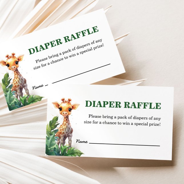 Carte D'accompagnement Jungle Safari Baby shower Tropical Déchets Raffle (Créateur téléchargé)
