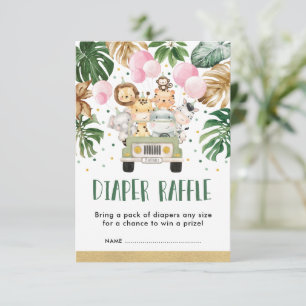 Carte D'accompagnement Jungle Safari Balloon rose Bébé Fille Déchets Raff