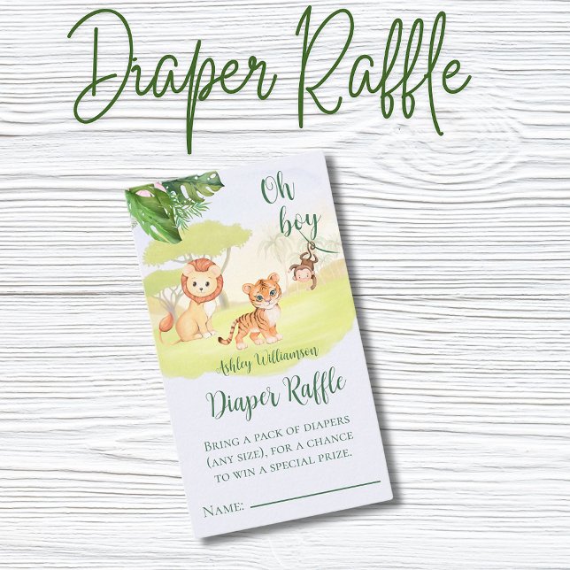 Carte D'accompagnement Jungle Safari Boy Baby shower Déchets Raffle (Créateur téléchargé)