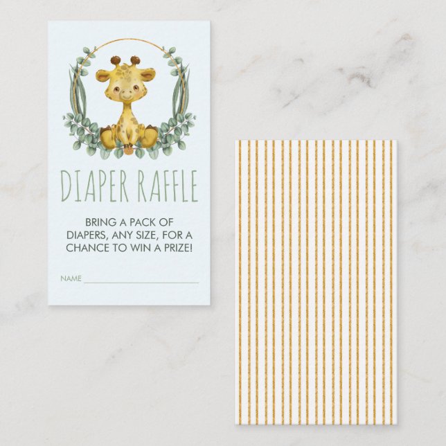 Carte D'accompagnement Jungle Safari Giraffe Baby shower Déchets Raffle (Devant / Derrière)