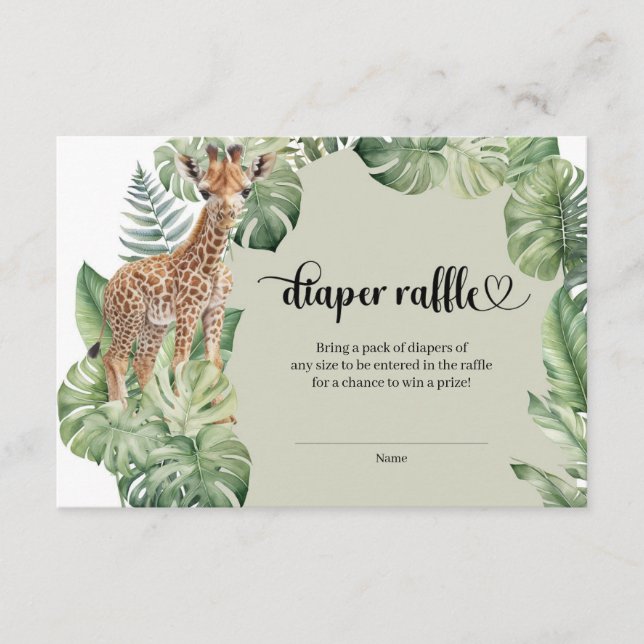 Carte D'accompagnement Jungle Safari Giraffe Palms Baby shower Feuille (Devant)