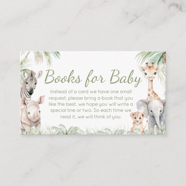 Carte D'accompagnement Jungle Safari Wild One Animaux Livres pour bébé (Devant)