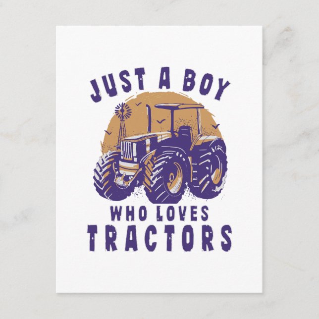 Carte D'accompagnement Juste Garçon Qui Aime Les Tracteurs Camions Agrico (Devant)