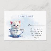 Kitten dans Baby shower de fleurs bleues de coupe
