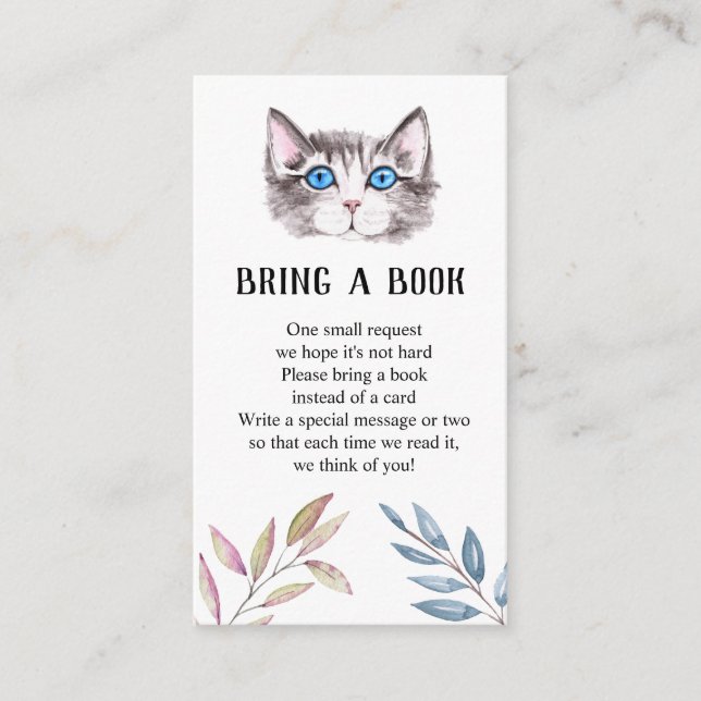 Carte D'accompagnement Kitten Kitty Chat Baby shower Apportez un livre En (Devant)