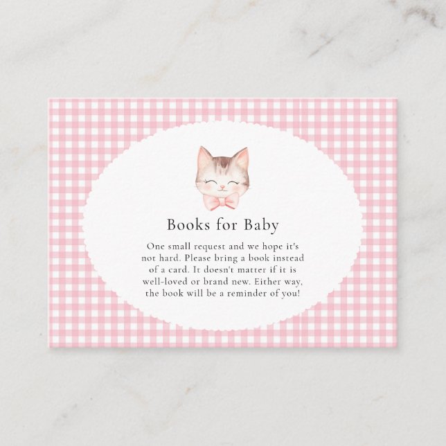 Carte D'accompagnement Kitty Chat rose Purr-fect Baby shower bébé fille (Devant)