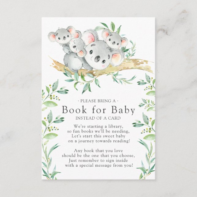 Carte D'accompagnement Koala Triplets Baby shower Book for Baby Card (Devant)