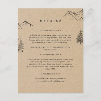 Carte D'accompagnement Kraft Hand-draw Pines Détails du Mariage