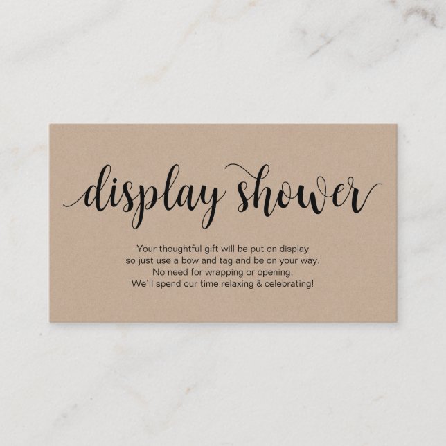 Carte D'accompagnement Kraft Rustique moderne, Script noir, douche d'affi (Devant)