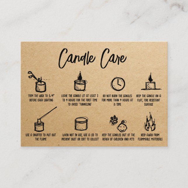Carte D'accompagnement Kraft Simple Candle Care Merci Ajouter un logo (Devant)