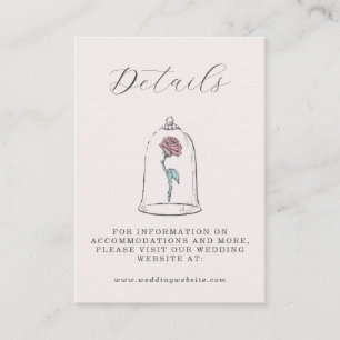 Carte D'accompagnement La Belle et la Bête Rose Enchantée Mariage