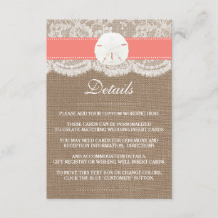 Carte D'accompagnement La Collection de Mariage sur la Plage de Coral San