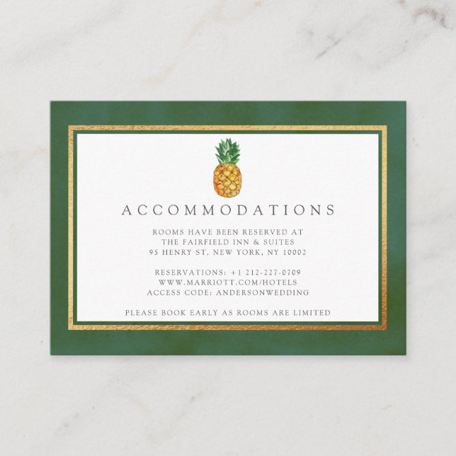 Carte D'accompagnement La collection de Mariages d'ananas tropicaux (Devant)