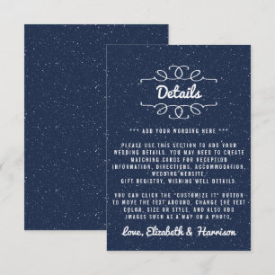 Carte D'accompagnement La collection de Mariages de nuit Starry - détails