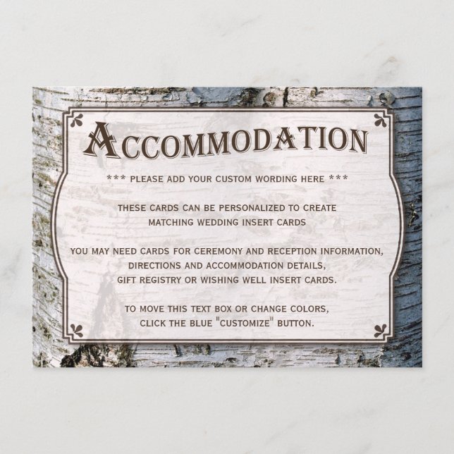 Carte D'accompagnement La collection de Mariages Rustic Silver Birch Tree (Devant)