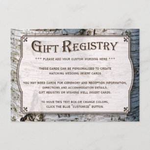 Carte D'accompagnement La collection de Mariages Rustic Silver Birch Tree