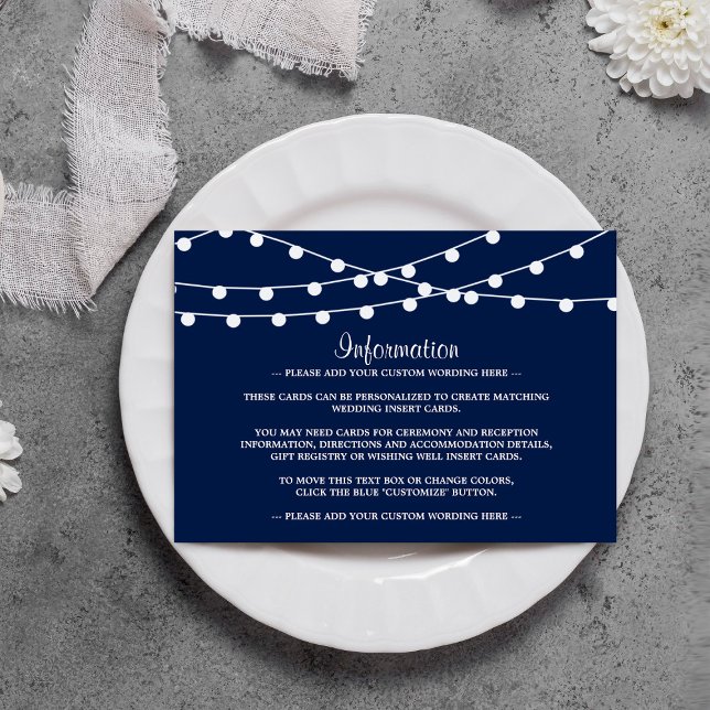 Carte D'accompagnement La Collection Mariage Bleu Marine Lights (Créateur téléchargé)