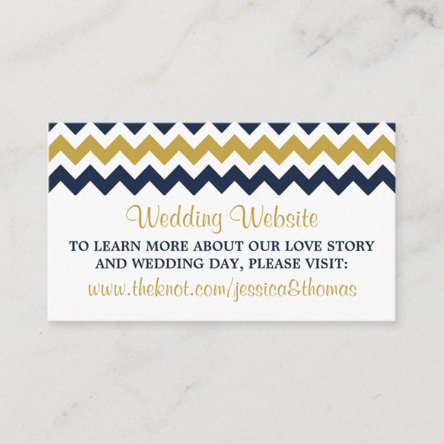 Carte D'accompagnement La collection Mariage moderne Chevron - Marine & G (Devant)