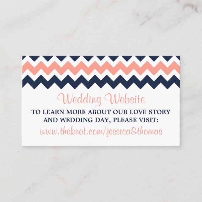 Carte D'accompagnement La collection Mariage moderne Chevron - Rose & Nav (Devant)