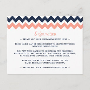Carte D'accompagnement La collection Mariage moderne Chevron - Rose & Nav