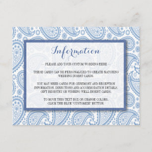 Carte D'accompagnement La collection Mariage moderne Paisley - Bleu