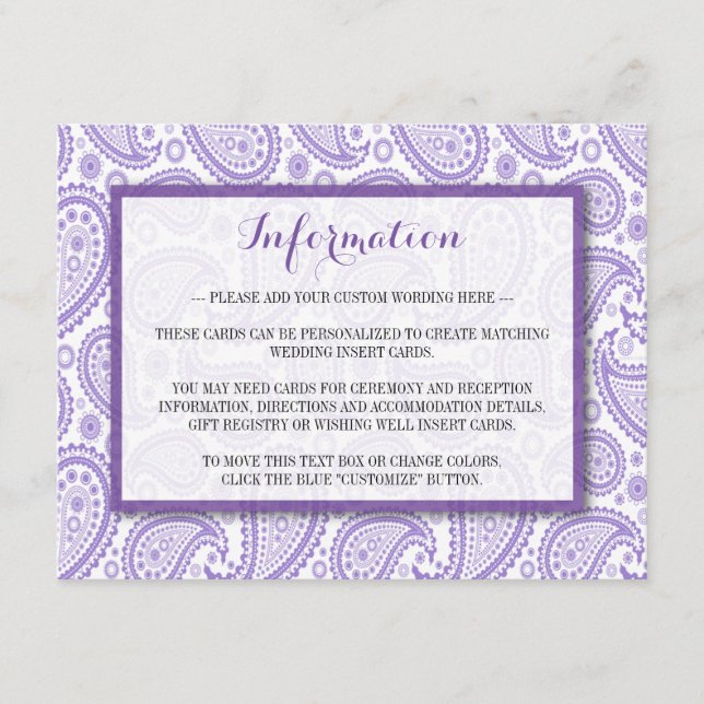 Carte D'accompagnement La collection Mariage moderne Paisley - Purple (Devant)