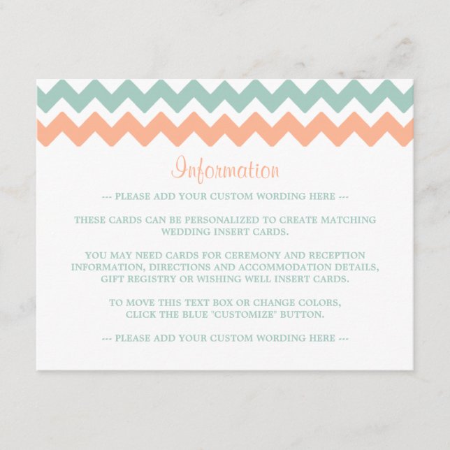 Carte D'accompagnement La collection moderne de Mariages Chevron Peach &  (Devant)