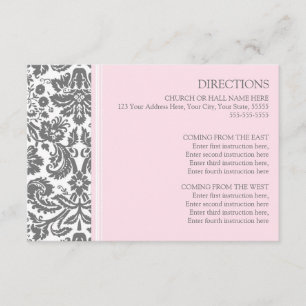 Carte D'accompagnement La direction de mariage carde la damassé grise