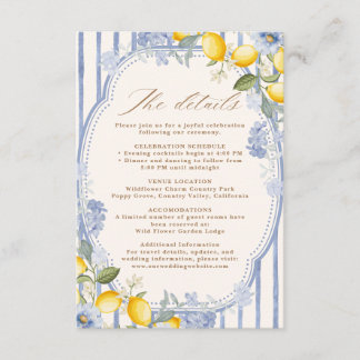 Carte D'accompagnement La Dolce Vita Lemon Citrus wedding details