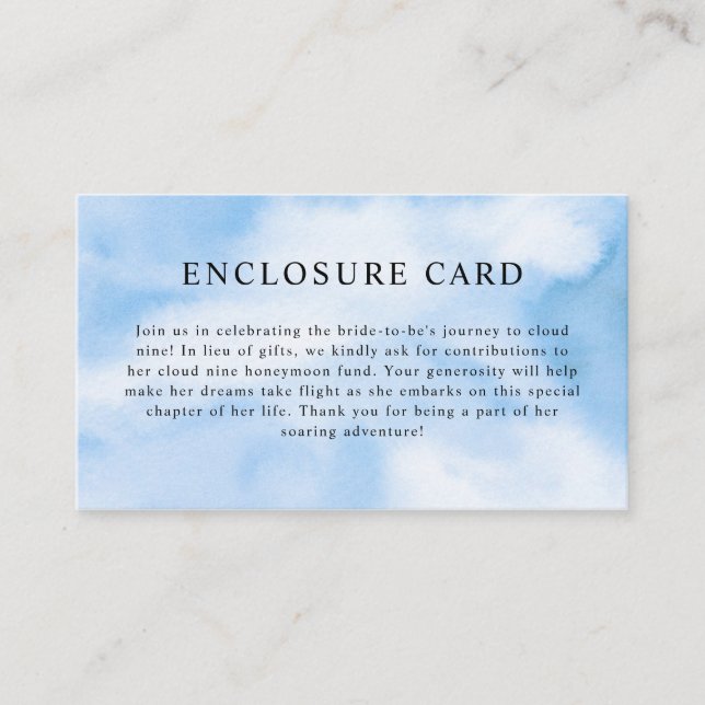 Carte D'accompagnement La Mariée Est Sur Cloud Neuf Fête des mariées (Devant)