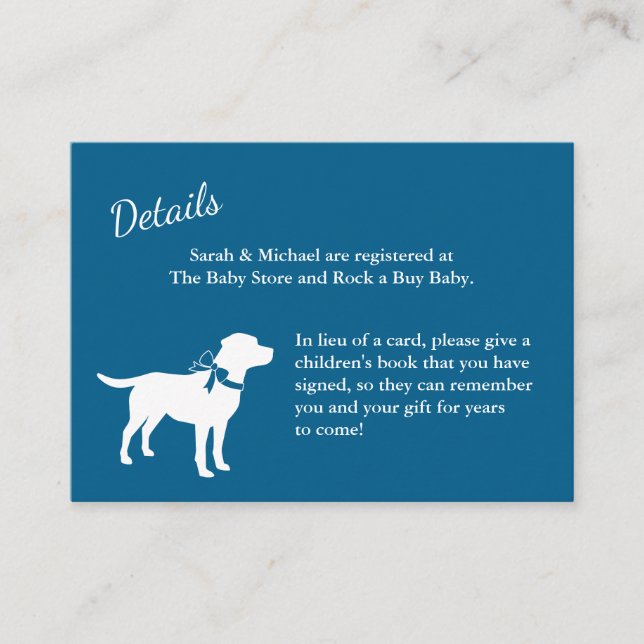 Carte D'accompagnement Labrador Chien Baby shower Blue Boy Lab (Devant)