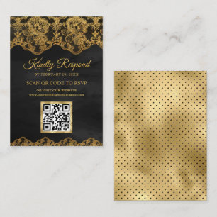 Carte D'accompagnement Lace en or gris Lace QR Code RSVP Site Mariage