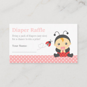 Carte D'accompagnement Ladybug Girl Baby shower Déchets Raffle Billets