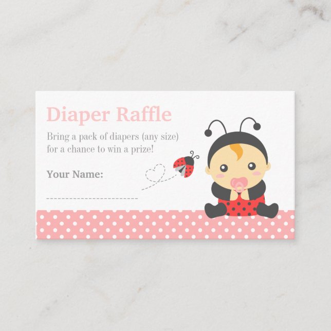 Carte D'accompagnement Ladybug Girl Baby shower Déchets Raffle Billets (Devant)