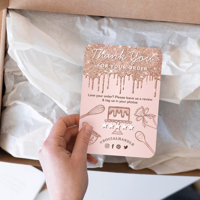 Carte D'accompagnement Laisser Un Avis Rose Gold Rose Drives boulangerie  (Créateur téléchargé)